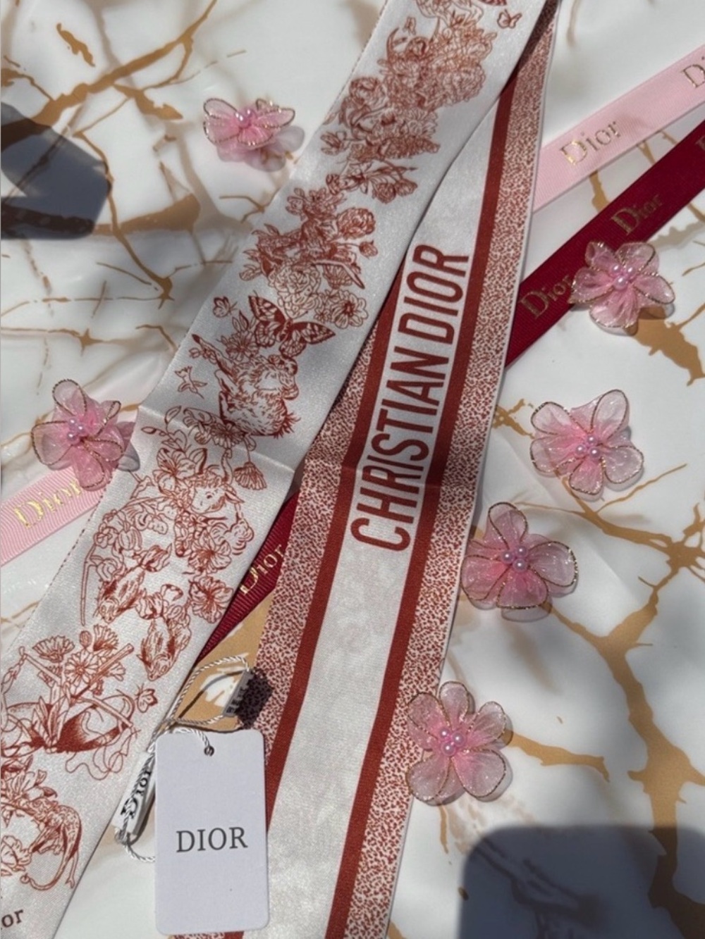 Dior mitzah scarf Brown 100% silk new with tag AMAZING - Picture 6 of 7